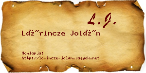 Lőrincze Jolán névjegykártya