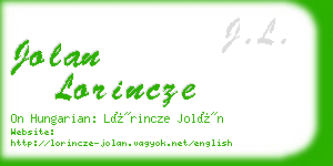 jolan lorincze business card